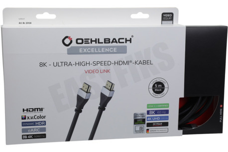 Oehlbach D1C33104 Excellence Ultra-High-Speed HDMI 2.1 kabel, 5 Meter