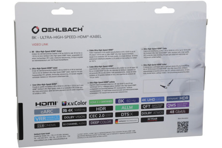 Oehlbach D1C33104 Excellence Ultra-High-Speed HDMI 2.1 kabel, 5 Meter