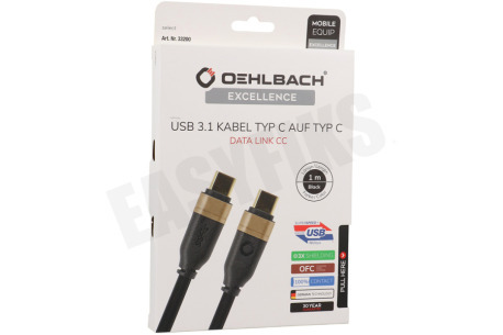 Oehlbach 33200 Excellence USB-C 3.1 kabel, 1 meter