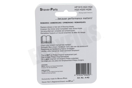 NewSPeak Shaver-Parts HP1915, HQ3, HQ4, HQ5, HQ56, HQ6