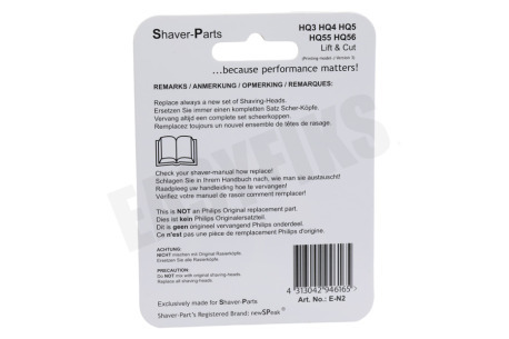 NewSPeak Shaver-Parts HQ4 t/m HQ56