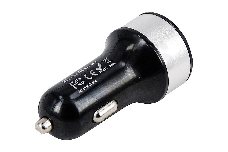 Spez USB Autolader Dual USB Autolader 3.4A, Zwart/Zilver