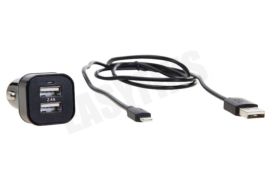 Spez Autolader Apple Lightning 2.4A Dual USB, 100cm