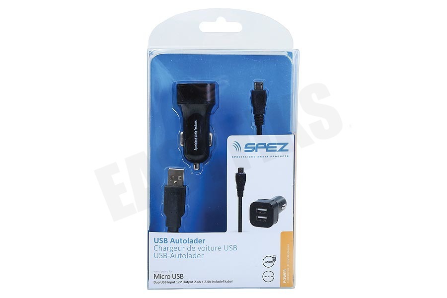 Spez Autolader Micro USB, Output 5V / 4.8A, 100cm