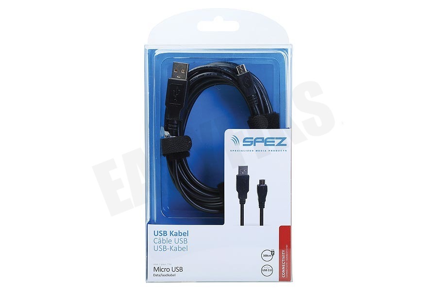 Spez Micro USB Kabel 300cm Zwart