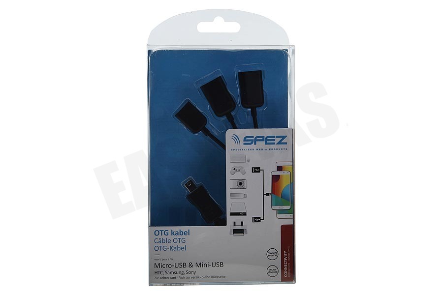 Spez OTG kabel Micro-USB (M) naar 2x USB-A en 1x Micro-USB (F)