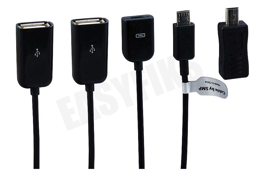 Spez OTG kabel Micro-USB (M) naar 2x USB-A en 1x Micro-USB (F)
