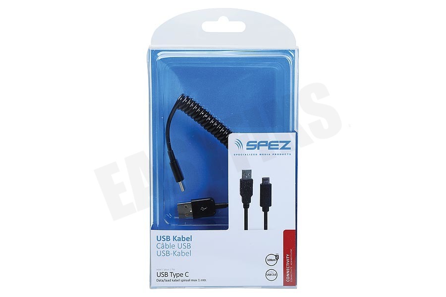 Spez USB Kabel Type C, Spiraal, Max. 100cm