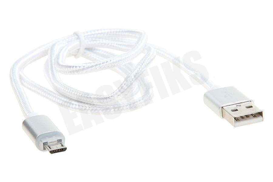 Spez USB Kabel Micro USB met LED, Zilver, 100cm.