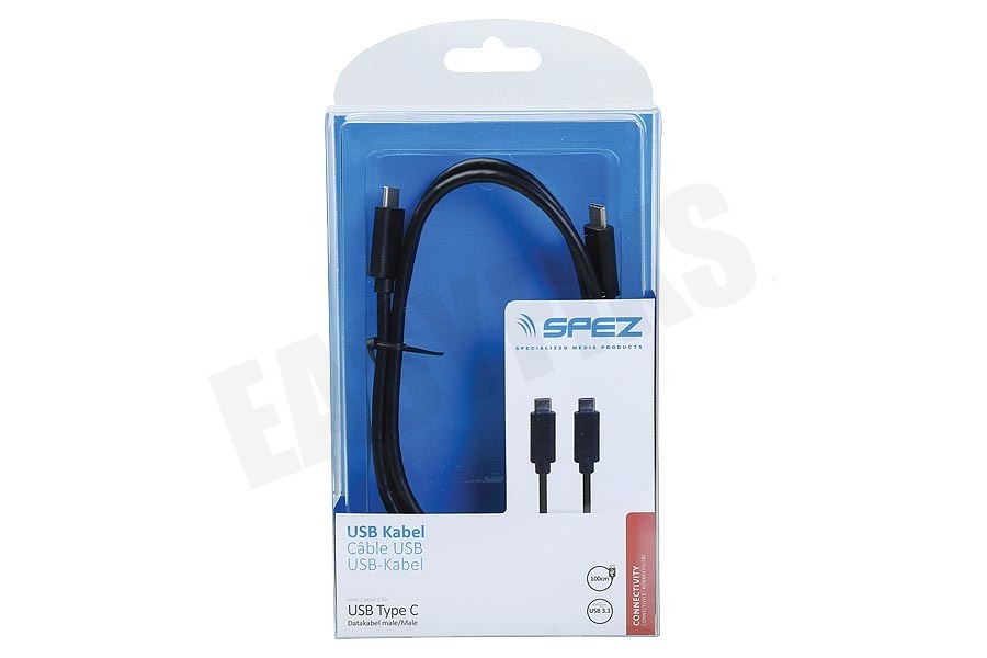 Spez Usb 3.1 Kabel, 1 meter, Type C naar Type C, Zwart