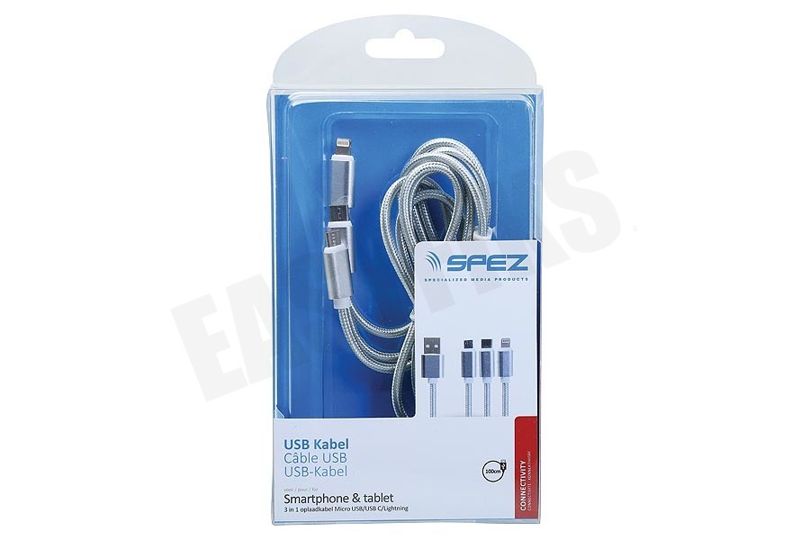 Spez Oplaadkabel 3 in 1, 1 meter