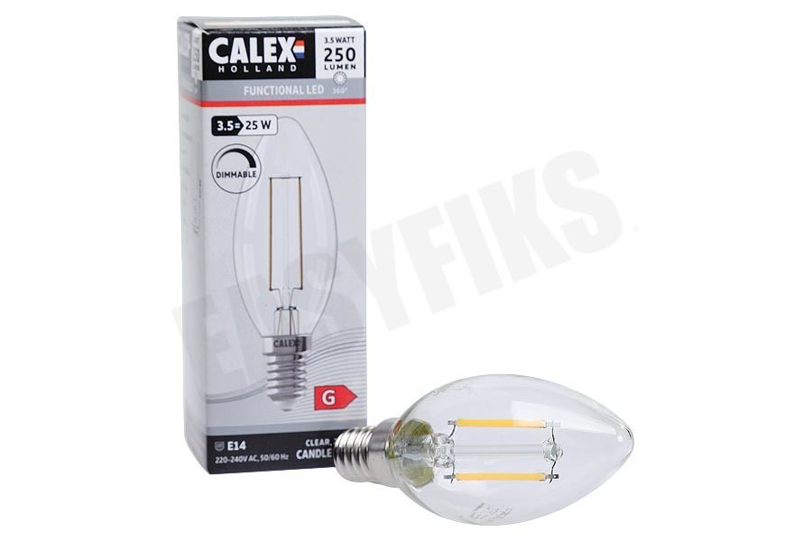 Calex 474490 Calex LED volglas Filament Kaarslamp Helder 3,5W 350lm