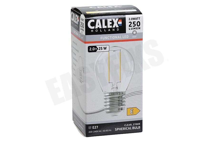 Calex 425112 Calex LED Volglas Filament Kogellamp 240V 2W 200lm E27