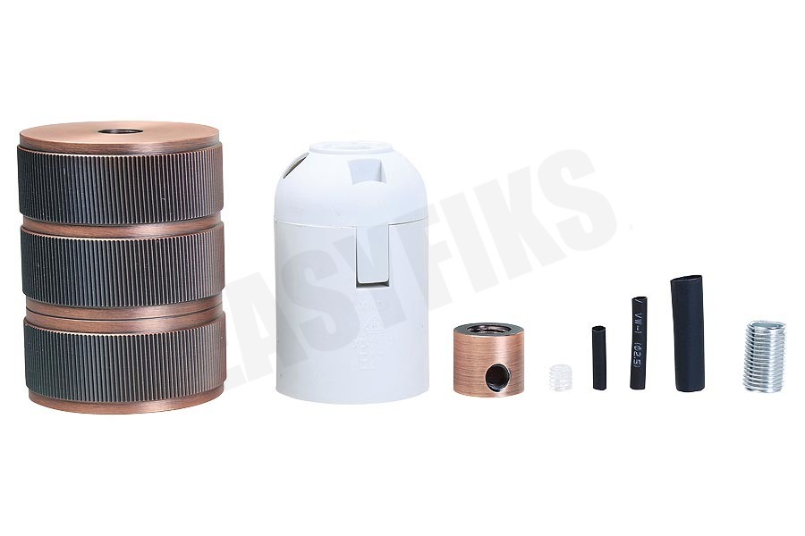 Calex 940422 Calex Aluminium Lamphouder Mat Koper E27 3 Rings Model