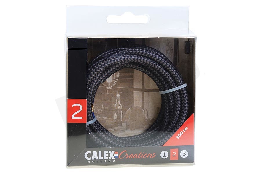 Calex 940284 Calex Textiel Omwikkelde Kabel Zwart/Grijs 3m