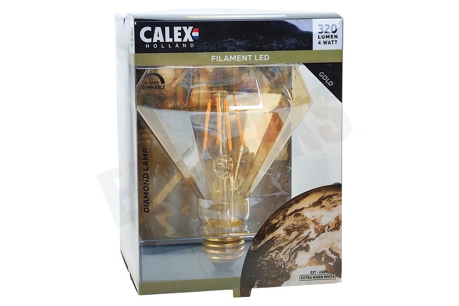 Calex 425442 Calex LED Volglas Diamantlamp 4W E27 Goud Dimbaar