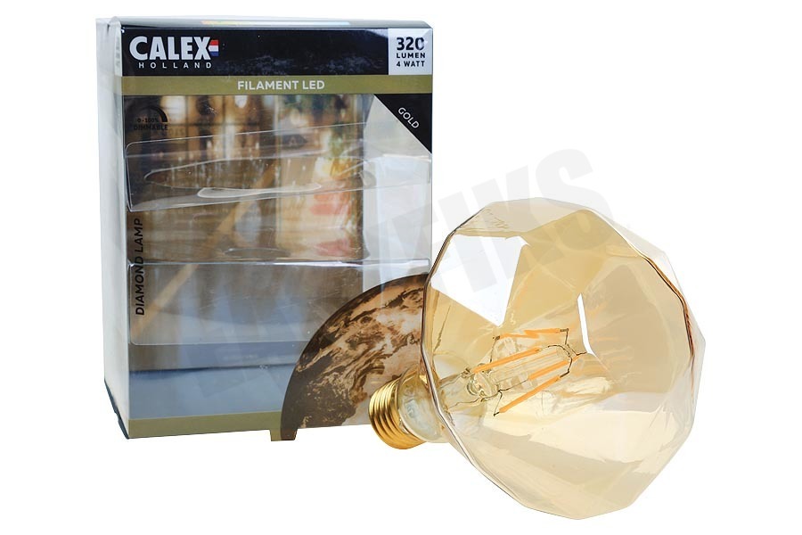 Calex 425442 Calex LED Volglas Diamantlamp 4W E27 Goud Dimbaar
