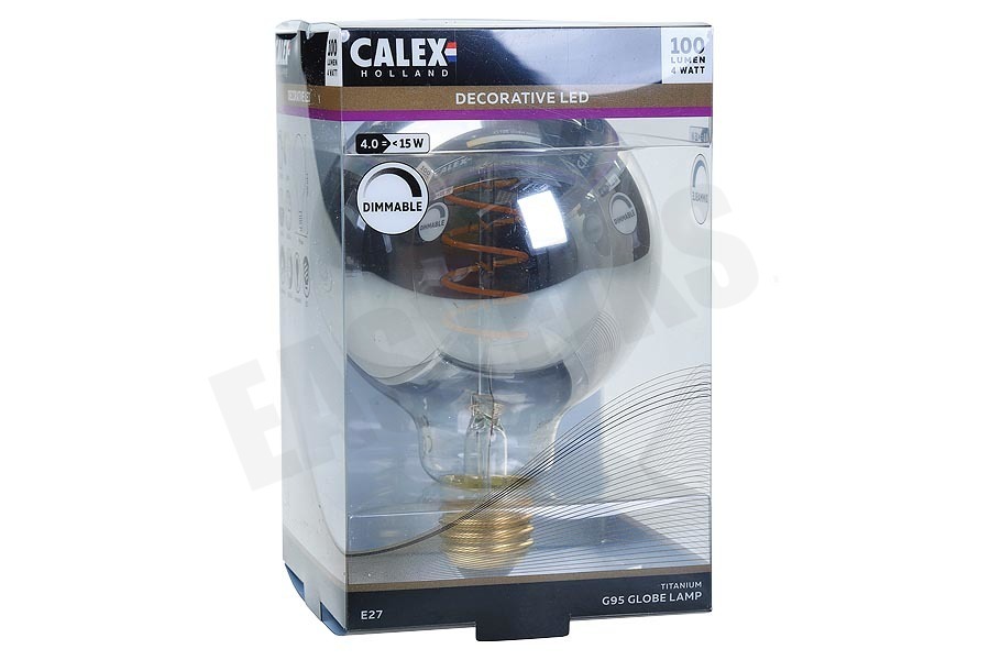 Calex Globe LED lamp Flexible Filament Titanium E27 Dimbaar