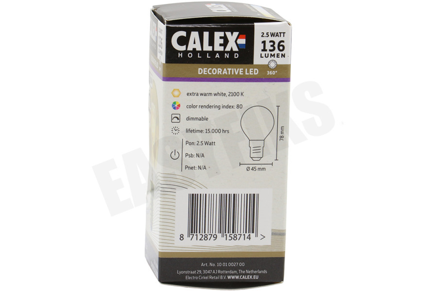Calex Kogel LED lamp Flexible Filament Gold E14 Dimbaar