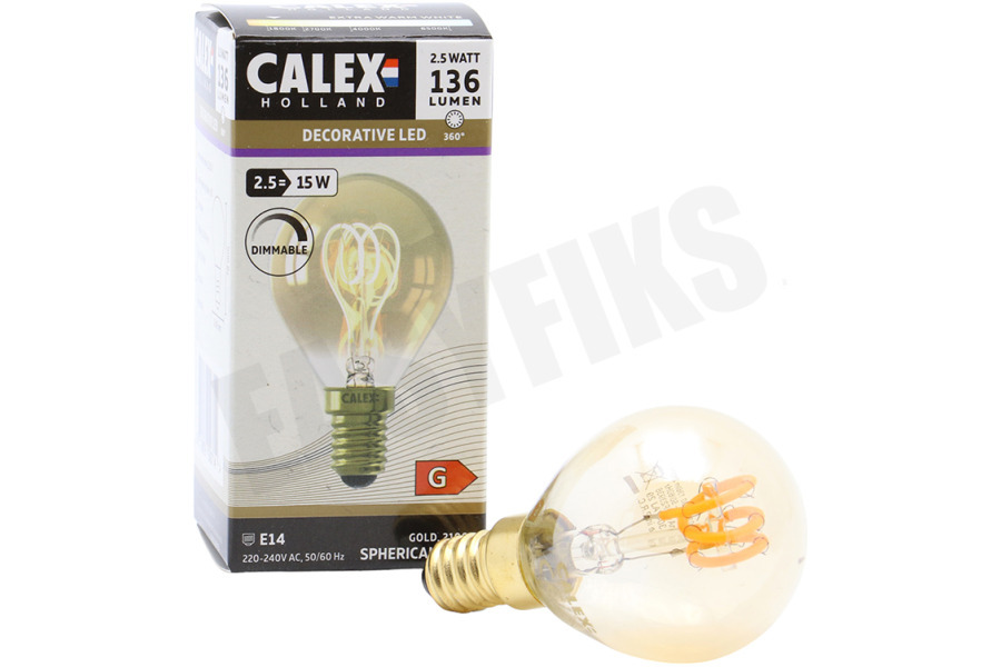 Calex Kogel LED lamp Flexible Filament Gold E14 Dimbaar