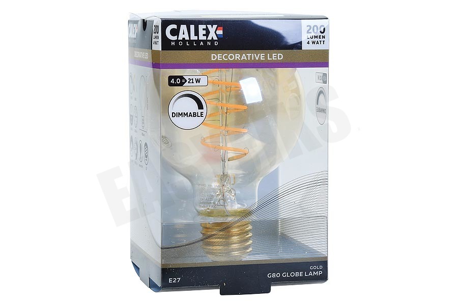 Calex Globe G80 LED lamp Flexible Filament Gold E27 Dimbaar