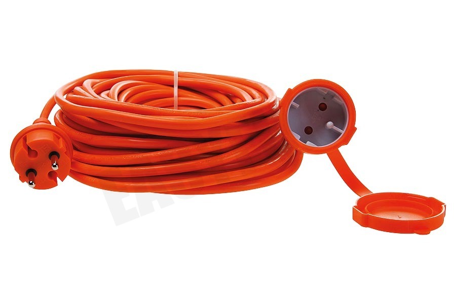 Exin Oranje verlengsnoer met klep, spatwaterdicht IP44