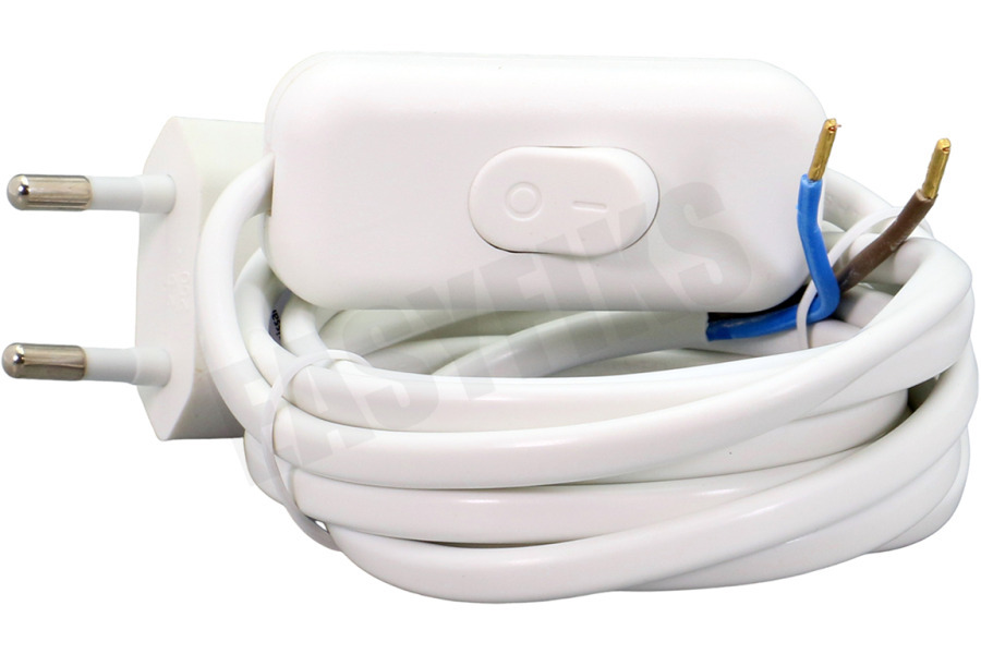 Q-Link Aansluitsnoer met schakelaar wit 2x0,75mm 1,8 meter