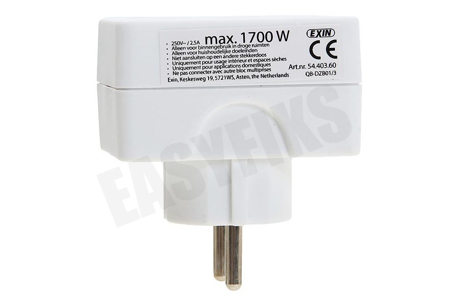 Elektra Stekker 1700W 3x max 2.5A/250V wit
