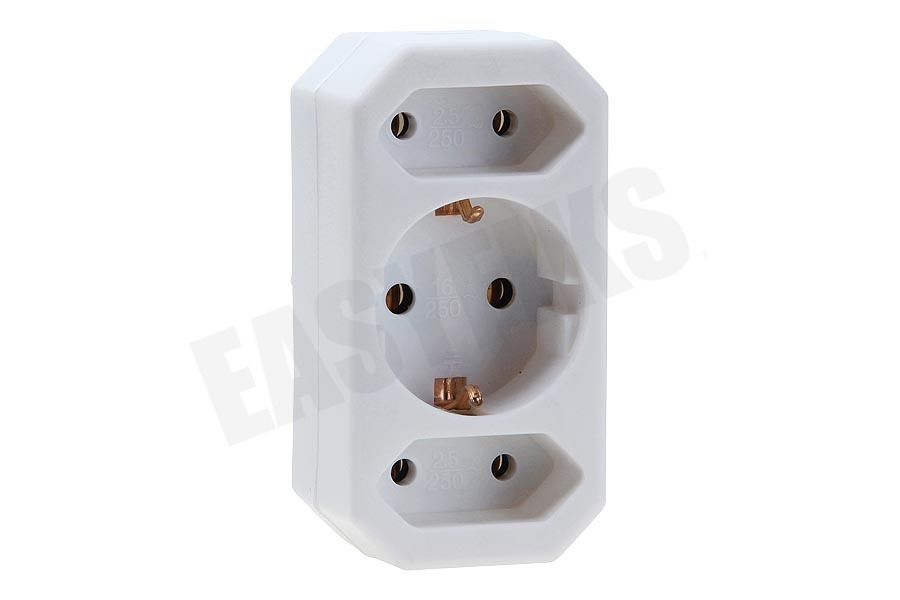 Elektra Stekker 3500W 1x 16A/250V RA 2x 2.5A/250V wit