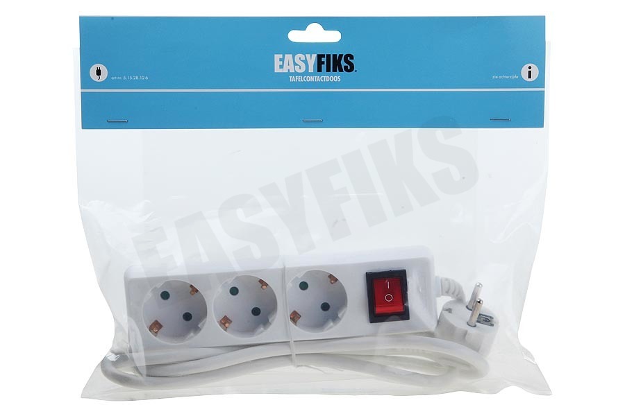 Easyfiks Tafelcontactdoos 3x1,5mm2 3500W RA wit 1,5M + schakelaar