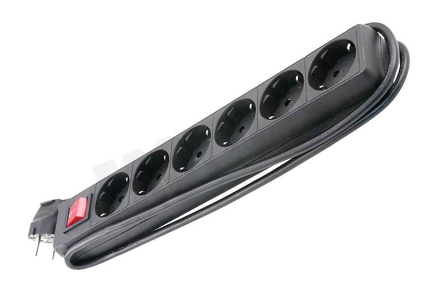 Elektra Tafelcontactdoos 3x1mm2 2300W 10A RA zwart 1,5M