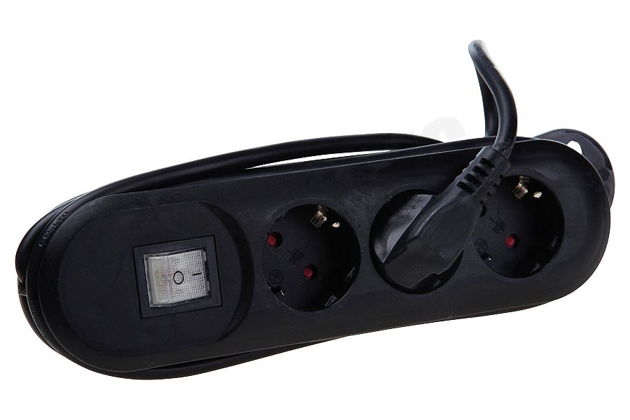 Exin Tafelcontactdoos 3x1mm2 2500W 16A RA zwart 1,5M