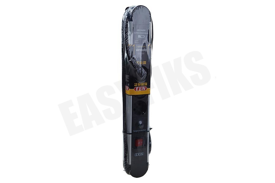 Exin Tafelcontactdoos 3x1,5mm2 3500W 16A RA zwart/zilver 1,5M