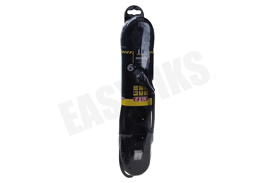 Exin Tafelcontactdoos 3x1mm2 2500W 10A RA zwart 2,5M