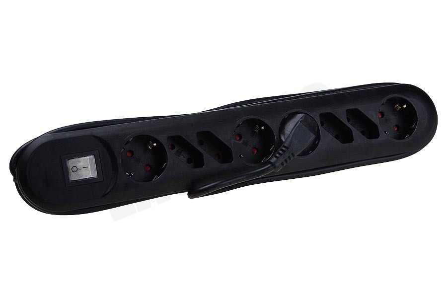 Exin Tafelcontactdoos 3x1mm2 2500W 10A RA zwart 2,5M