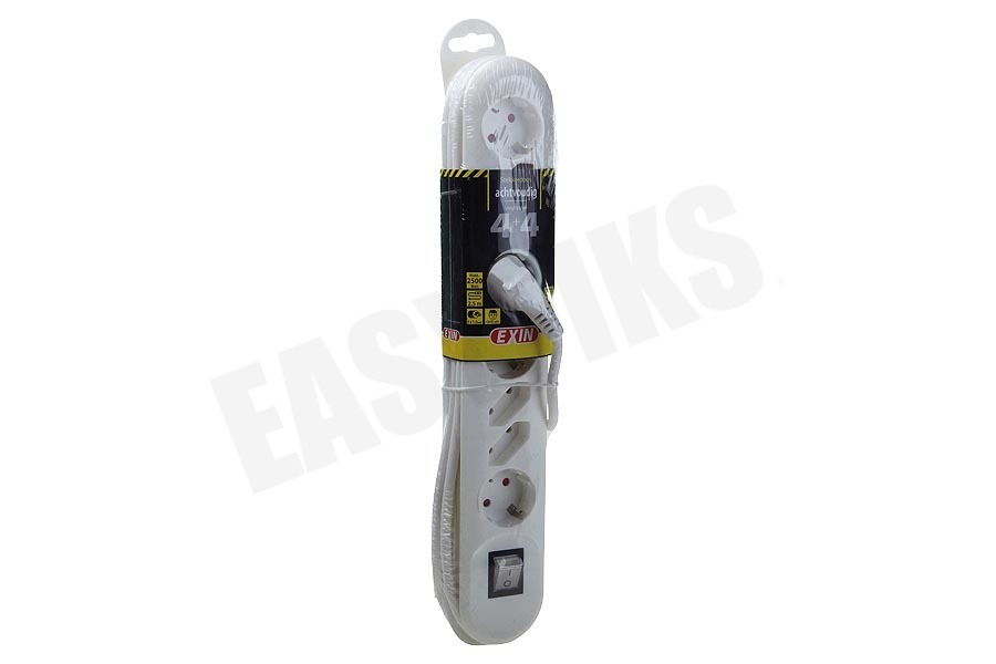 Exin Tafelcontactdoos 3x1mm2 2500W 10A RA wit 2,5M