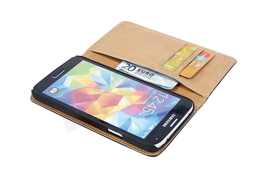 Spez Book Case Met Creditcard sleuven, Zwart, Leder
