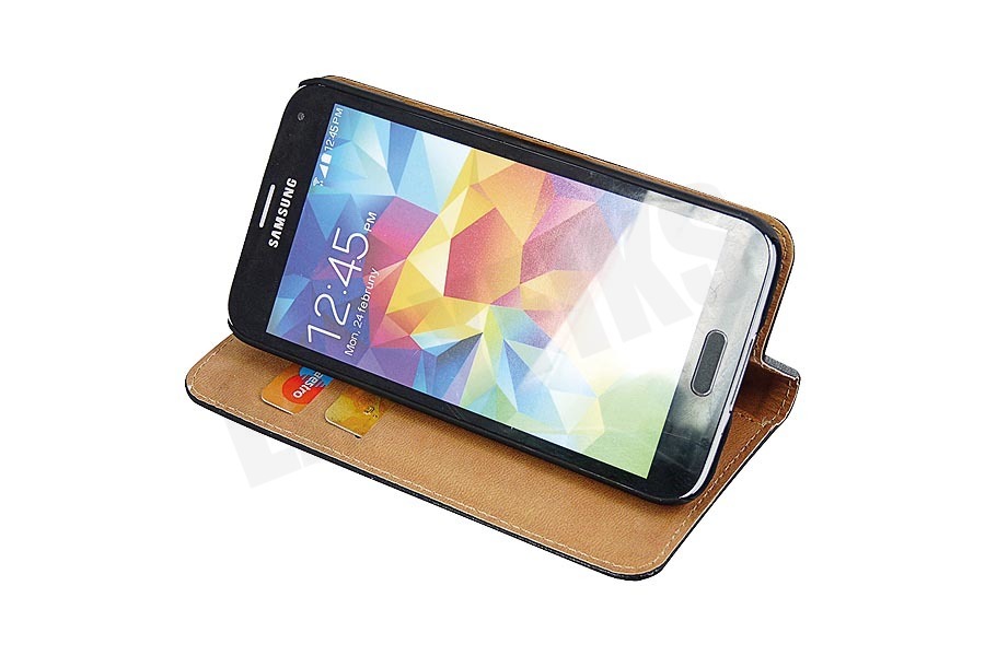 Spez Book Case Met Creditcard sleuven, Zwart, Leder