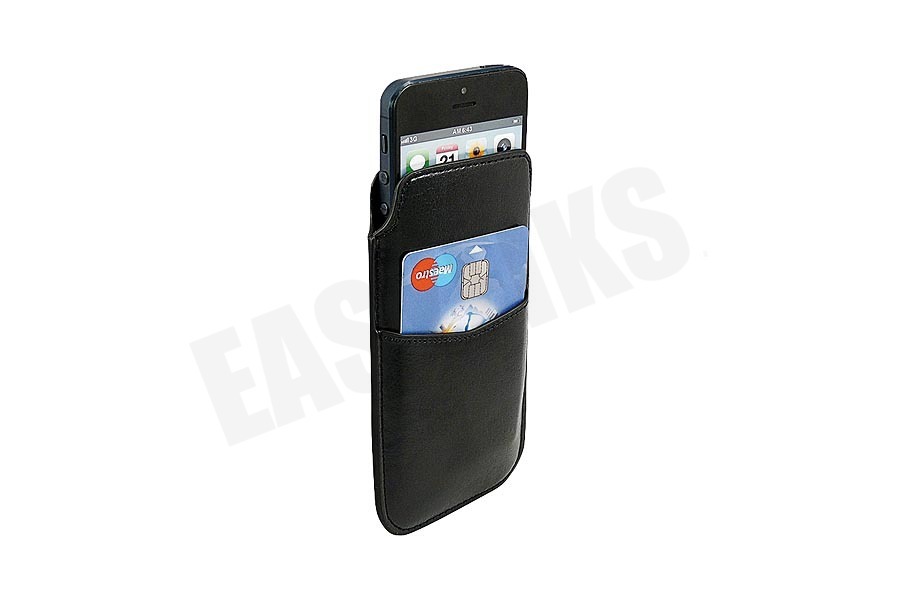 Spez Sleeve Case Leder, 1 creditcard slot, met Pull tab, Zwart