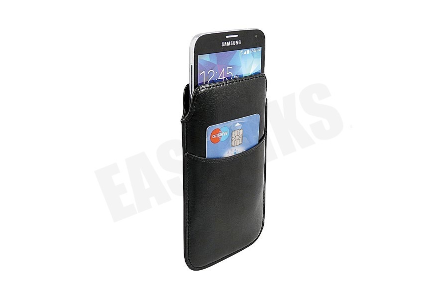 Spez Sleeve Case Leder, 1 creditcard slot, met Pull tab, Zwart