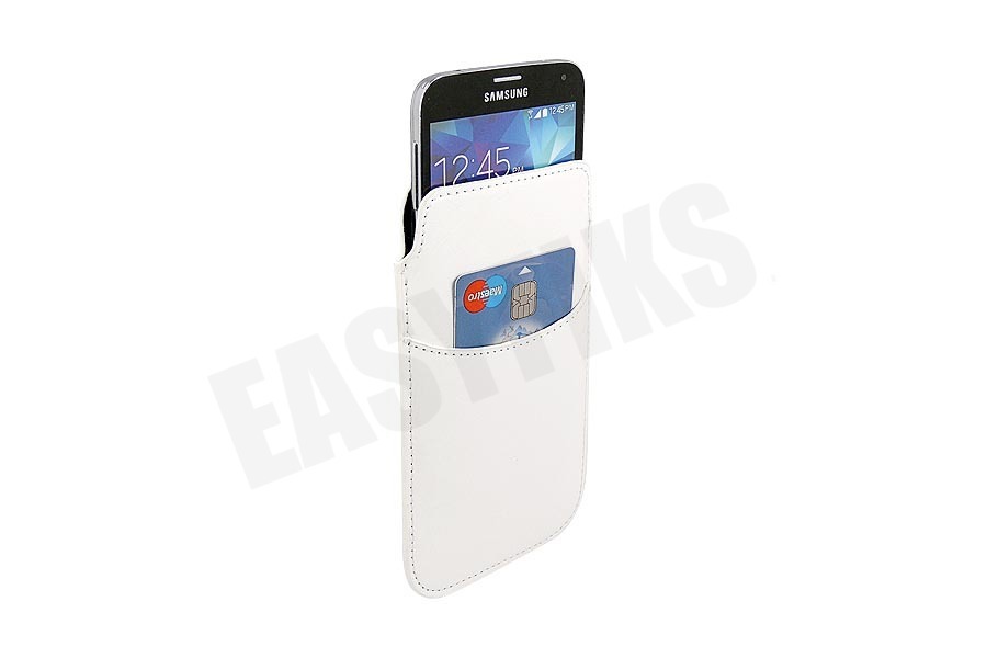 Spez Sleeve Case Leder, 1 creditcard slot, met Pull tab, Wit