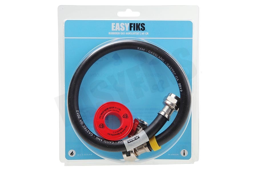 Easyfiks Gasslang Aansluit set compleet 60 cm voor los staande apparaten