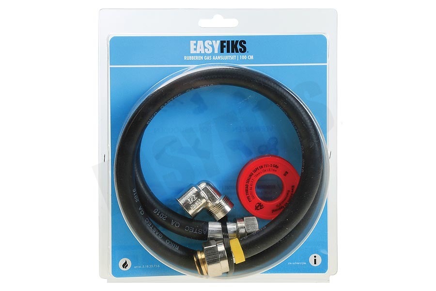 Easyfiks Gasslang Aansluit set compleet 100 cm voor los staande apparaten