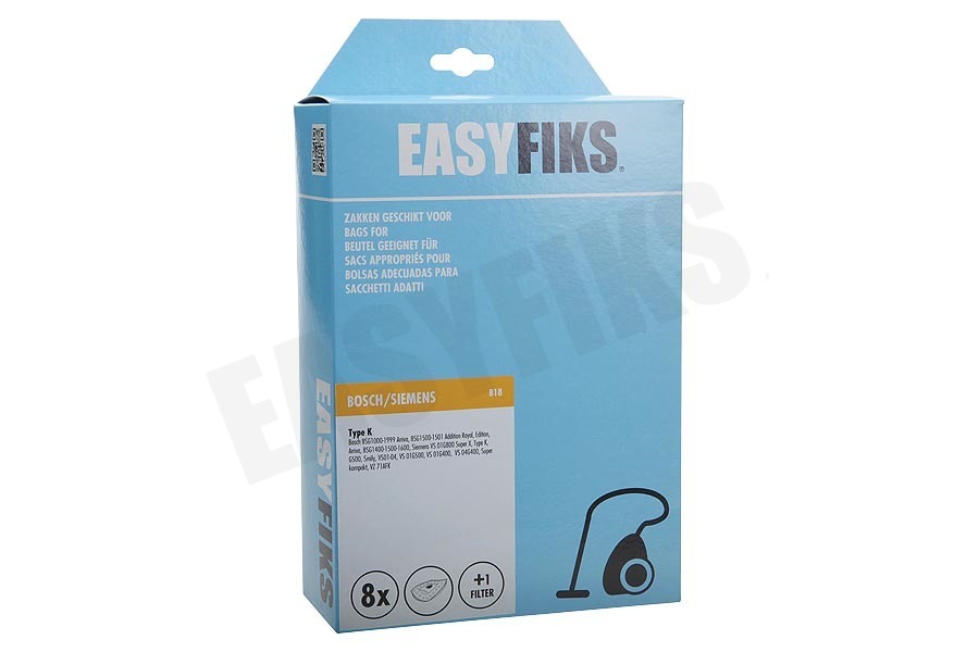 Easyfiks Stofzuiger Stofzuigerzak Type K Micro Fleece 8 stuks Nw Stijl
