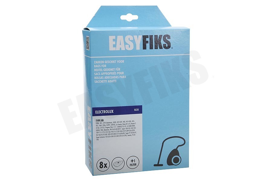 Easyfiks Stofzuiger Stofzuigerzak E8 Micro Fleece 8 stuks Nw Stijl