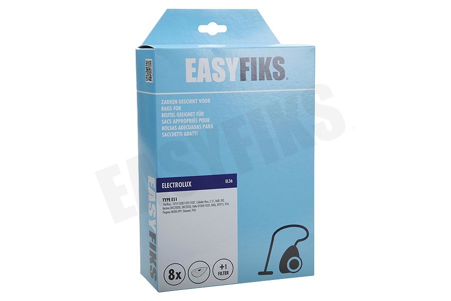 Easyfiks Stofzuiger Stofzuigerzak E51 Micro Fleece 8 stuks Nw Stijl