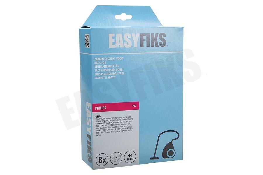 Easyfiks Stofzuiger Stofzuigerzak Oslo Micro Fleece 8 stuks Nw Stijl
