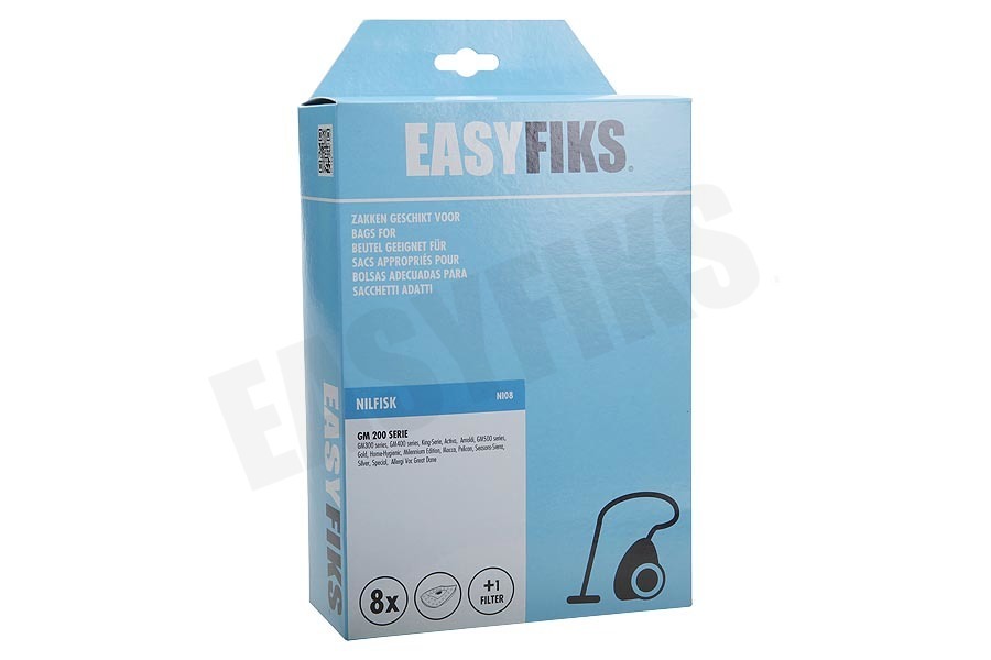 Easyfiks Stofzuiger Stofzuigerzak X100 Micro Fleece 8 stuks Nw Stijl