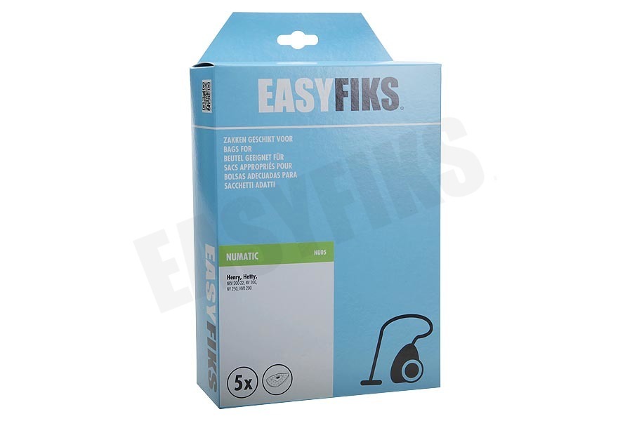 Easyfiks Stofzuiger Stofzuigerzak NVM 1CH Micro Fleece 5 stuks Nw Stijl