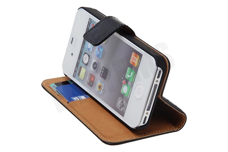 Spez Book Case met Creditcard sleuven, Zwart, Leder